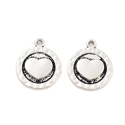 Античное Серебро Стойки обшивки кулон сплава, гальваническое покрытие, не содержит никель-кадмия и свинца, сердце, античное серебро, 18x15x2 мм, отверстие : 1.4 мм