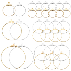 Platinum & Golden 60Pcs 6 Styles Brass 2-Loops Link Pendants, Hoop Earring Findings, Platinum & Golden, 20~40mm, Hole: 1mm, 10Pcs/style