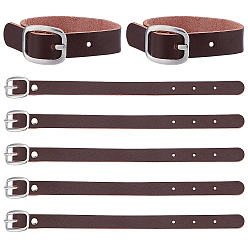 Coconut Brown Cowhide Leather Watch Band Strap, Watch Belt, Fit Slide Charms, with Iron Clasps, Platinum, Coconut Brown, 20.5x1.2x0.2cm