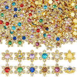 (52) Непрозрачная лаванда 250шт 10 цвета сплав горный хрусталь кабошоны, цветок, разноцветные, 12x11x4.5 мм, 25 шт / цвет