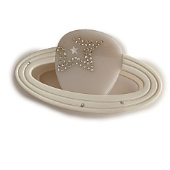 Желтая Старая Ткань  Заколки-клочья из ацетата целлюлозы (смолы) с прозрачным кубическим цирконием, планета со звездой, старое кружево, 98x51 мм