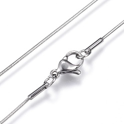 Stainless Steel Color 304 Stainless Steel Snake Chain Necklaces, with Lobster Claw Clasps, Stainless Steel Color, 18.1 inch(46cm), 0.9mm