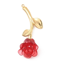 Красный 304 подвески из нержавеющей стали, очарование розы, cmолой, реальный 18 k позолоченный, красные, 43x22x12 мм, отверстие : 1.6 мм