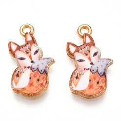 Сэнди Коричневый Подвески из окрашенного сплава, очарование лисы, без кадмия, без никеля и без свинца, золотые, песчаный коричневый, 19.5x11.5x2 мм, отверстие : 1.5 мм