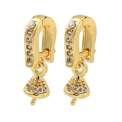 Золотой Конусные латунные микропаве кубические цирконии штифты-подвески, за половину пробурено бисера, усилитель укороченный бейлс, долговечный, золотые, 18 мм, поручитель: 9.5x5 мм, штифты : 0.8 мм, лоток : 4 мм
