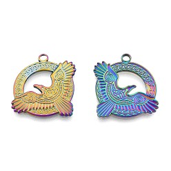 Rainbow Color Ионное покрытие (ip) 201 подвески из нержавеющей стали, орел, реальный 18 k позолоченный, 28x31x2 мм, отверстие : 2.5 мм