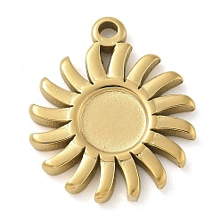 Настоящее золото 14K Ионное покрытие (ip) 304 подвеска из нержавеющей стали с кабошоном, солнце, реальный 14 k позолоченный, лоток : 6 мм, 18x15x2 мм, отверстие : 1.5 мм