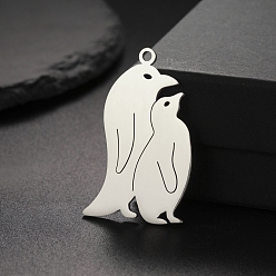 Нержавеющая Сталь Цвет Подвески из нержавеющей стали, не тускнеющие, пингвин, цвет нержавеющей стали, 39x25 мм