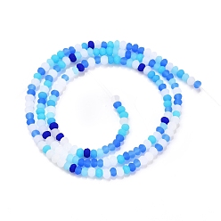 Dodger Blue Faceted Glass Beads Strands, Frosted, Rondelle, Dodger Blue, 2.5~3.2x1.8~2.6mm, Hole: 0.8mm, about 185~186pcs/Strand, 15.55~15.75 inch(39.5~40cm)