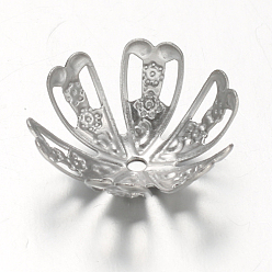 Нержавеющая Сталь Цвет Устойчивые к потускнению 6-лепестковые 304 колпачки для бусин из нержавеющей стали, причудливые шапочки для бус, цвет нержавеющей стали, 17x6 мм, отверстие : 1.5 мм