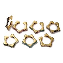 (52) Непрозрачная лаванда Кольца-манжеты для женщин с открытыми кольцами из латуни и кубическим цирконием в виде звезды, без свинца и без кадмия, долговечный, реальный 18 k позолоченный, разноцветные, 3.5 мм