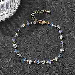 Настоящее золото 18K Браслеты-цепочки из латуни и стекла для женщин, треугольные, без никеля , реальный 18 k позолоченный, 6-3/4 дюйм (17.25 см)