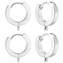 Серебро 16 шт. 201 фурнитура для сережек-колец из нержавеющей стали, с вертикальной петлей, с 316 хирургическими серьгами из нержавеющей стали, кольцо, серебряные, 15x13x3 мм, отверстие : 1.4 мм, штифты : 1 мм