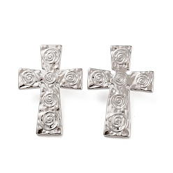 Нержавеющая Сталь Цвет Не тускнеющие 304 серьги из нержавеющей стали, крестик, цвет нержавеющей стали, 44x31 мм