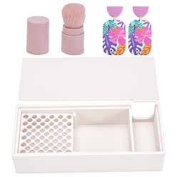 Желтая Старая Ткань  Коробка для хранения порошка полимерной глины PLA с разделителем, с кистью, прямоугольные, старое кружево, 166x72x35 мм