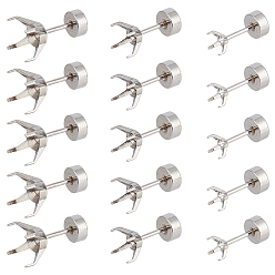 Нержавеющая Сталь Цвет 30 шт 304 детали серьги-гвоздики из нержавеющей стали, с ушными гайками 30 шт., цвет нержавеющей стали, лоток : 4~8 мм, 10.5~13x4.5~9 мм, штифты : 0.8x8 мм