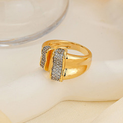 Золотой Открытые кольца манжеты из латуни с микропаве и кубическим цирконием, самородки, золотые, 14x13 мм, внутренний диаметр: 17 мм