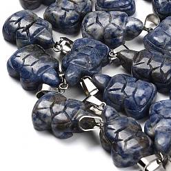 (306FM) Жонкиль матовый с лаймовой подкладкой Натуральные синие пятна яшмы подвески, с 201 вывод из нержавеющей стали, черепаха, 26~27x15.5x7.5 мм, отверстие : 4x7.5 мм