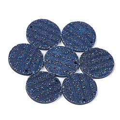 Marine Blue Resin Pendants, Flat Round, Marine Blue, 34.5x4mm, Hole: 2mm