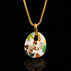 Colorido Collares con colgante de esmalte de aleación para mujer., mariposa, con diamantes de imitación de cristal, dorado, colorido, 23.62 pulgada (60 cm)