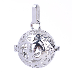 Платина Подвески из латуни, без никеля , для ожерелья, полый круглый с символом ом, платина, 25x24x20.5 мм, отверстие : 3x7 мм, внутренней меры: 18 мм