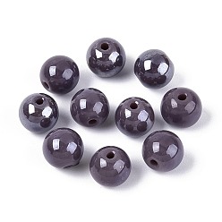 Темно-серый Гальванизированные круглые стеклянные бусины нити, гальваническое покрытие, темно-серый, 8 мм, отверстие : 1.4~1.8 мм, о: 2500 шт / 1000 г