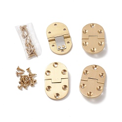 Platinum & Golden Brass Butler Tray, Folding Table Hinge, with Iron Screw, Oval, Platinum & Golden, 65x38x8mm, Hole: 4mm, 4sets/box