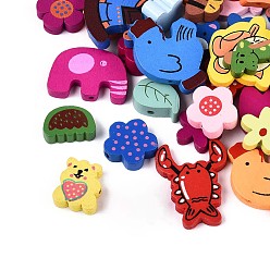 (52) Непрозрачная лаванда Набивные бусины из натурального клена, окрашенные, животные, без свинца, без никеля и без кадмия, разноцветные, 12~35x12~34.5x4.5~12 мм, отверстие : 1.6~3.5 мм, Около 980 шт / 1000 г