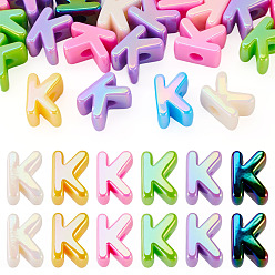 Letter K 20 Stück UV-beschichtete, opake europäische Acrylperlen, große, irisierende Perlen, Gemischte Farbe, Buchstaben k, 20.5x15.5x13.5 mm, Bohrung: 6 mm