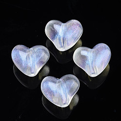 Clear Transparent Acrylic Beads, Glitter Powder, Heart, Clear, 13.5x17x13mm, Hole: 3mm, about 305pcs/500g