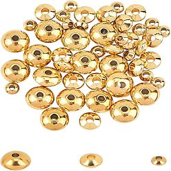 Golden PVD Vacuum Plating 304 Stainless Steel Spacer Beads, Flat Round, Golden, 48pcs/box