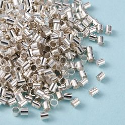 Silver Brass Crimp Beads, Cadmium Free & Lead Free, Tube, Silver, 2.5x2.5mm, Hole: 2mm