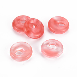 Cherry Quartz Glass Cherry Quartz Glass Pendants, Donut/Pi Disc, 17.5~18.5x5.5mm, Hole: 5.5mm