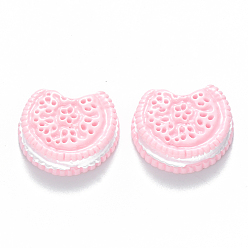 Pink Смола декодирует кабошоны, имитация еды, форма печенья, розовые, 21x18x7 мм