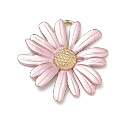 Pink 304 подвеска из нержавеющей стали, окрашенная распылением, прелести маргаритки, реальный 18 k позолоченный, вакуумное покрытие pvd, долговечный, розовые, 24x25x2 мм, отверстие : 5x1 мм