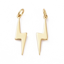 Настоящее золото 18K Латунные подвески, с прыжковых колец, долговечный, удар молнии, реальный 18 k позолоченный, 18x5x1 мм, отверстие : 3 мм