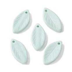 Светло-голубой Подвески из натурального радужного алашанского агата, окрашенные, лист прелести, светло-голубой, 16.5~17x17.5~18x2.5~3 мм, отверстие : 1.2 мм