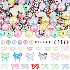 (52) Непрозрачная лаванда Ювелирные изделия, в том числе акриловые бусины, латунные разделительные бусины со стразами и железные разделительные бусины со стразами., разноцветные, 8~30x8~29x3.8~15 мм, отверстие : 2~2.8 мм