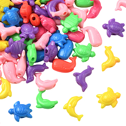 (52) Непрозрачная лаванда 200г полистирольные (пс) пластиковые шарики, смешанные формы морских существ, разноцветные, 17~24x21~27x9~10 мм, отверстие : 3.5~4 мм