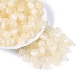 Светло-желтый Стеклянные бусины в стиле верстака класса А FGB, круглые, имитация шарики глаза кота, светло-желтый, 7~7.5 мм, отверстие : 1.4~1.5 мм, Около 900 шт / фунт