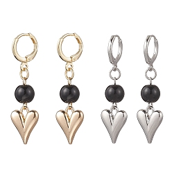 Платиновый & Золотой Серьги-кольца с кисточками в форме сердца из сплава, с латунными серьгами-кольцами, платиной и золотом, 44x11.5 мм, 2 пар / набор