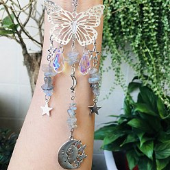 Лабрадорита Натуральный лабрадорит бабочка висит подвеска в виде ловца солнца украшение, подвески с хрустальным шаром в виде солнечной звезды, 230 мм