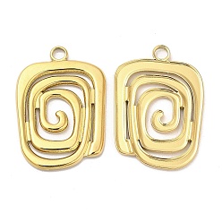 Настоящее золото 18K Ионное покрытие (ip) 304 подвески из нержавеющей стали, вихревое очарование, реальный 18 k позолоченный, 28.5x20x2 мм, отверстие : 2.7 мм