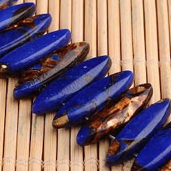 Средно-синий Собранные из окрашенных синтетических нитей имперской яшмы и бронзита, лошадиный глаз , светло-синий, 21x6x5 мм, отверстие : 1 мм, около 32 шт / нитка, 8 дюйм.