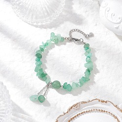 Зеленый Авантюрин Браслеты с подвесками из натурального зеленого авантюрина для женщин, с 304 фурнитурой из нержавеющей стали, 7-5/8~8-1/8 дюйм (19.4~20.5 см)