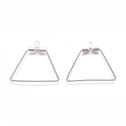Stainless Steel Color Tarnish Resistant 304 Stainless Steel Wire Pendants, Hoop Earring Findings, Trapezoid, Stainless Steel Color, 21 Gauge, 26.5x27.5x0.7mm, Hole: 1mm