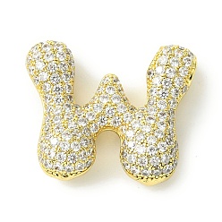 Letter W Стойки обшивки латунь кубического циркония подвески, без кадмия и без свинца, долговечный, алфавит, Буква W, 21.5x25.5x7.5 мм, отверстие : 4x2 мм