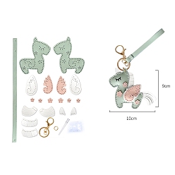 Темный Морско-зеленый Наборы для изготовления кожаных подвесок в виде единорога своими руками, брелок для ключей, темно-зеленый, 90x100 мм