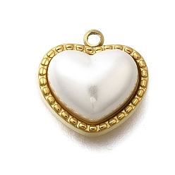 Сердце Подвески из пластика, имитирующие ракушки, золотистый тон 304 подвески из нержавеющей стали, ионное покрытие (ip), сердце, 13x13x6.5 мм, отверстие : 1.5 мм
