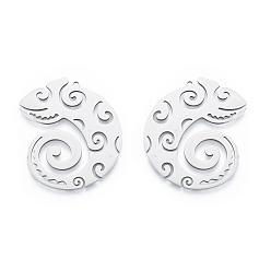 Нержавеющая Сталь Цвет Не тускнеющие 201 подвески из нержавеющей стали, ящерица, цвет нержавеющей стали, 38x33x1 мм, отверстие : 1.4 мм